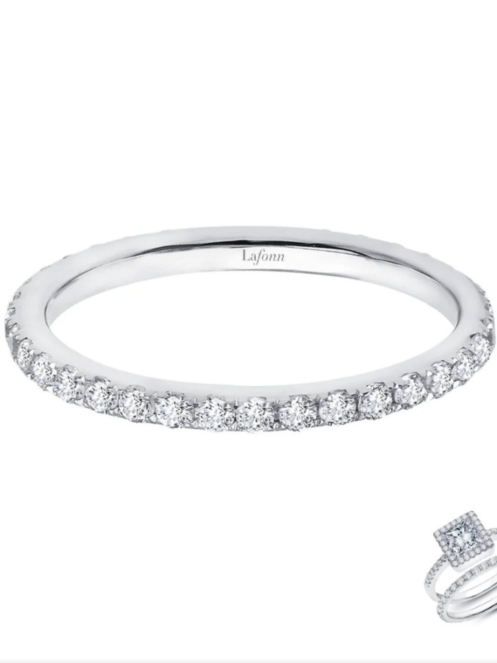 Lafonn 925 Platinum Plated 0.50 CTW Eternity Band